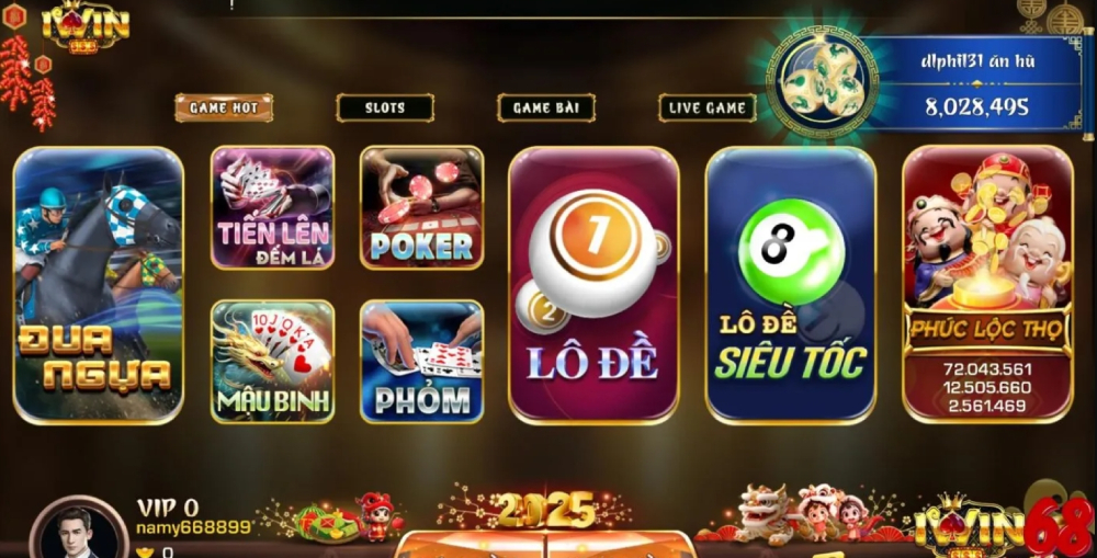 Xóc đĩa livestream iWin68 2 iWin68 cung cấp kho game hơn 1000 trò chơi đa dạng