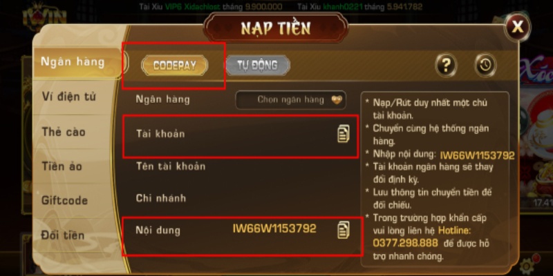 Hình thức cách thức nạp tiền trên nhà cái iWin68 1 Nạp tiền iWin68
